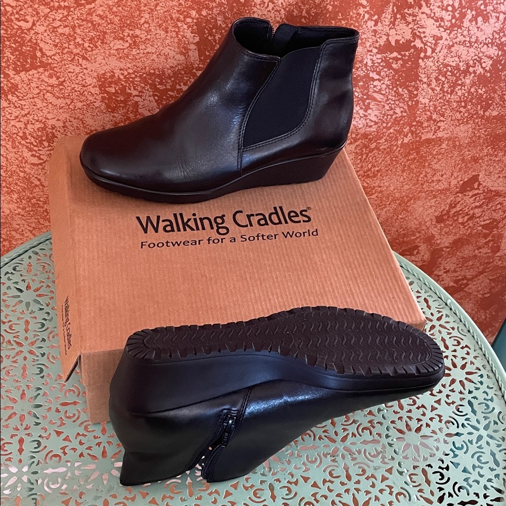 Walking Cradles Sleek Black Ankle Booties